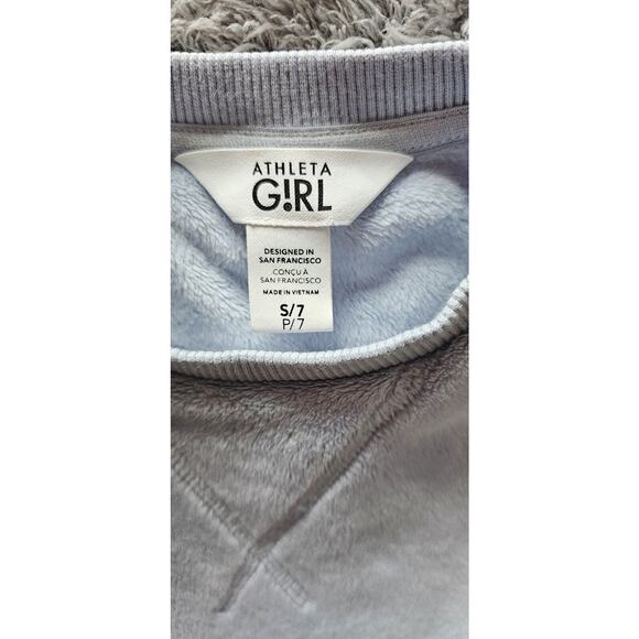 Athleta girl Feeling’ Good 2.0 Blue Fuzzy‎ Sweatshirt Top Girls 7 - Picture 3 of 3